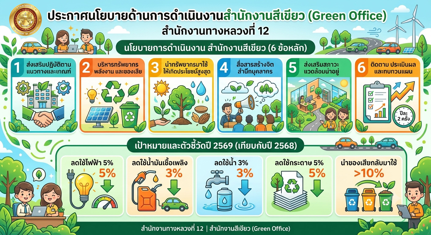 ประกาศนโยบาย GO GREEN สทล.12 2569